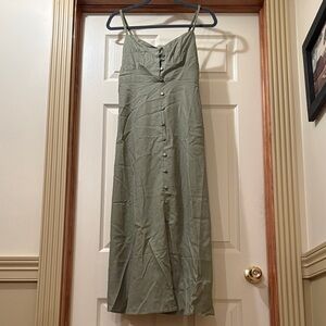 Monteau Olive Green Button-Front Slip Dress
